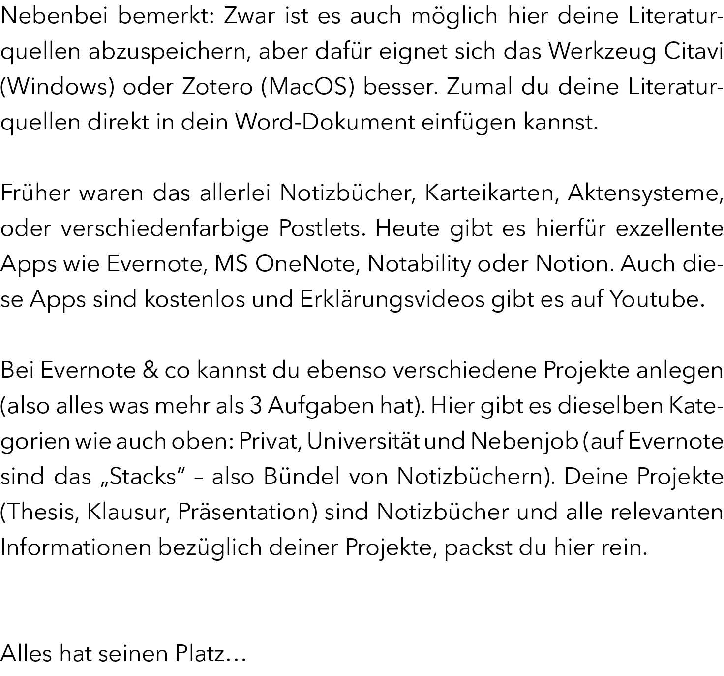 Nebenbei bemerkt: Zwar ist es auch m glich hier deine Literaturquellen abzuspeichern, aber daf r eignet sich das Werk...