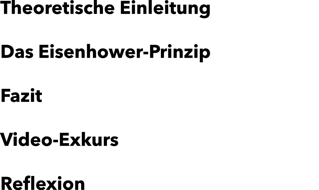 Theoretische Einleitung Das Eisenhower-Prinzip Fazit Video-Exkurs Reflexion