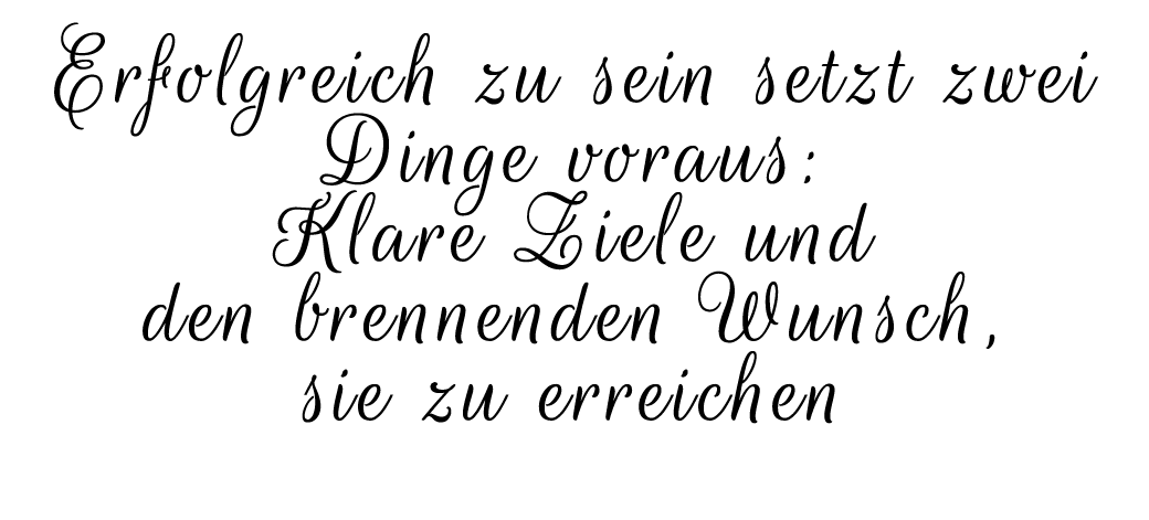 Erfolgreich zu sein setzt zwei Dinge voraus: Klare Ziele und den brennenden Wunsch, sie zu erreichen