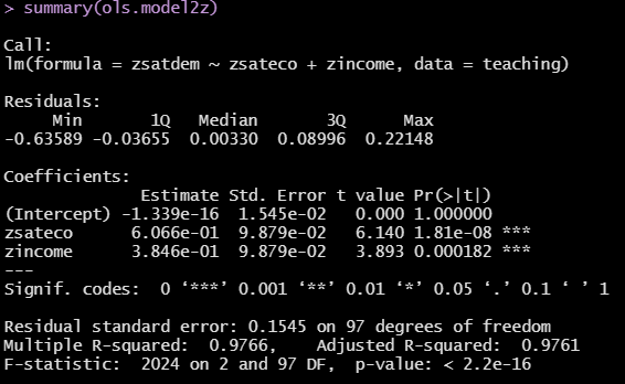 Modell lineare Regression standardisierte Regressionskoeffizienten (R)