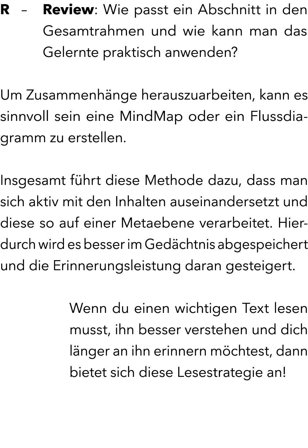R – Review: Wie passt ein Abschnitt in den Gesamtrahmen und wie kann man das Gelernte praktisch anwenden? Um Zusammen...