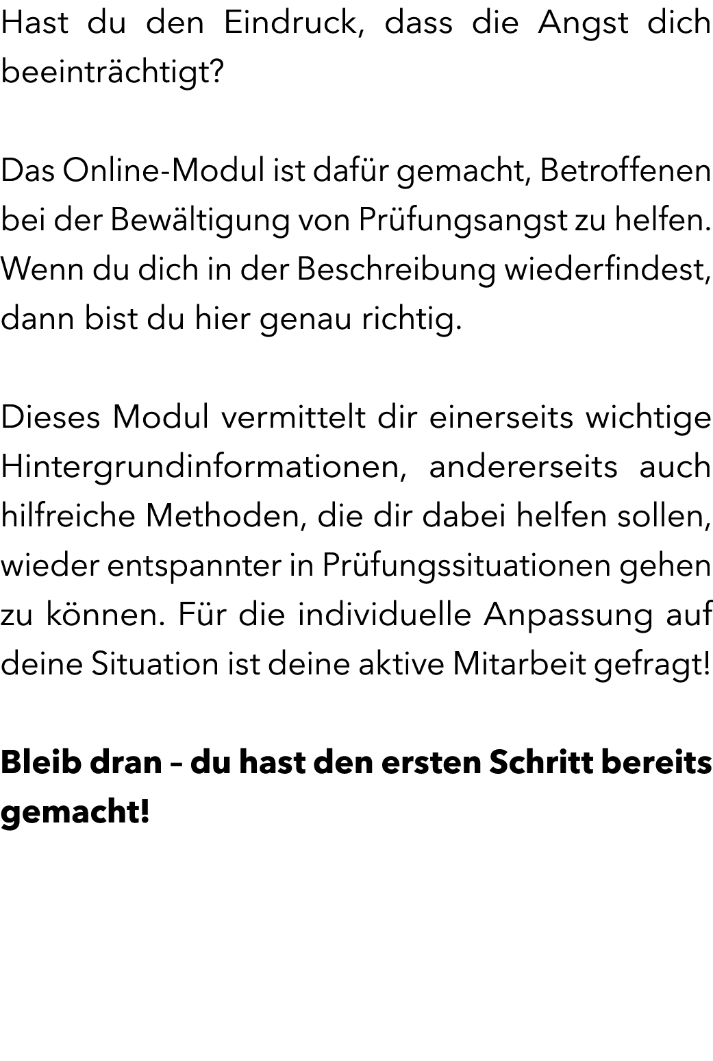 Hast du den Eindruck, dass die Angst dich beeintr chtigt? Das Online Modul ist daf r gemacht, Betroffenen bei der Bew...