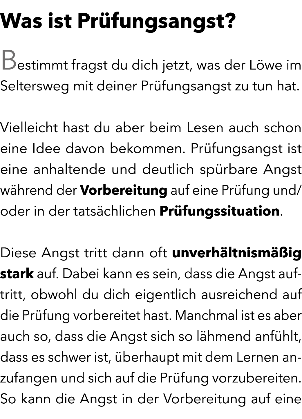 Was ist Pr fungsangst? Bestimmt fragst du dich jetzt, was der L we im Seltersweg mit deiner Pr fungsangst zu tun hat....