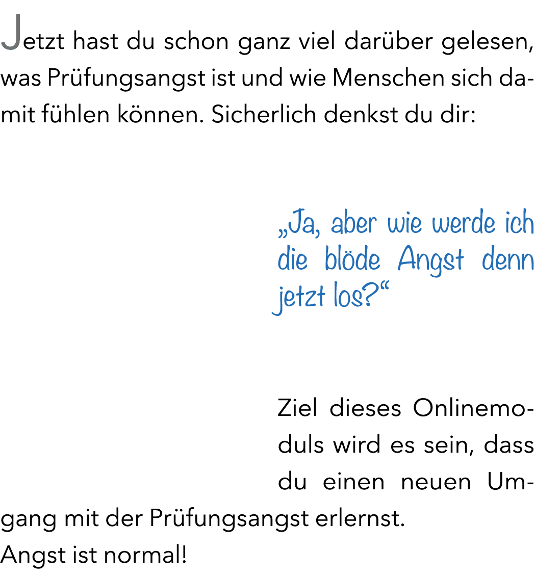 Jetzt hast du schon ganz viel dar ber gelesen, was Pr fungsangst ist und wie Menschen sich damit f hlen k nnen. Siche...