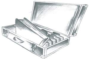 Ziergrafik: Methodensammlung in einem Koffer