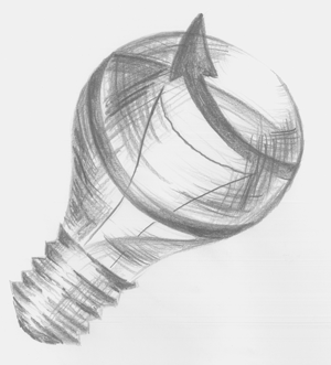 Ziergrafik: Glühbirne als Symbol für Ideenpool