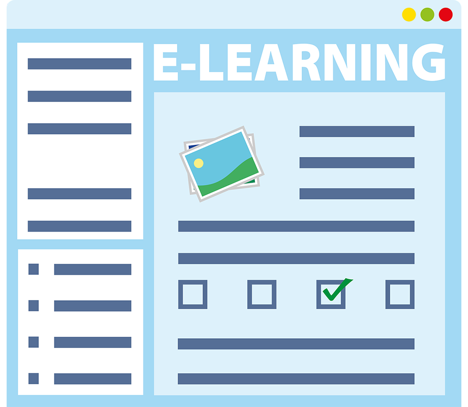 Webseite mit der Überschrift E-Learning