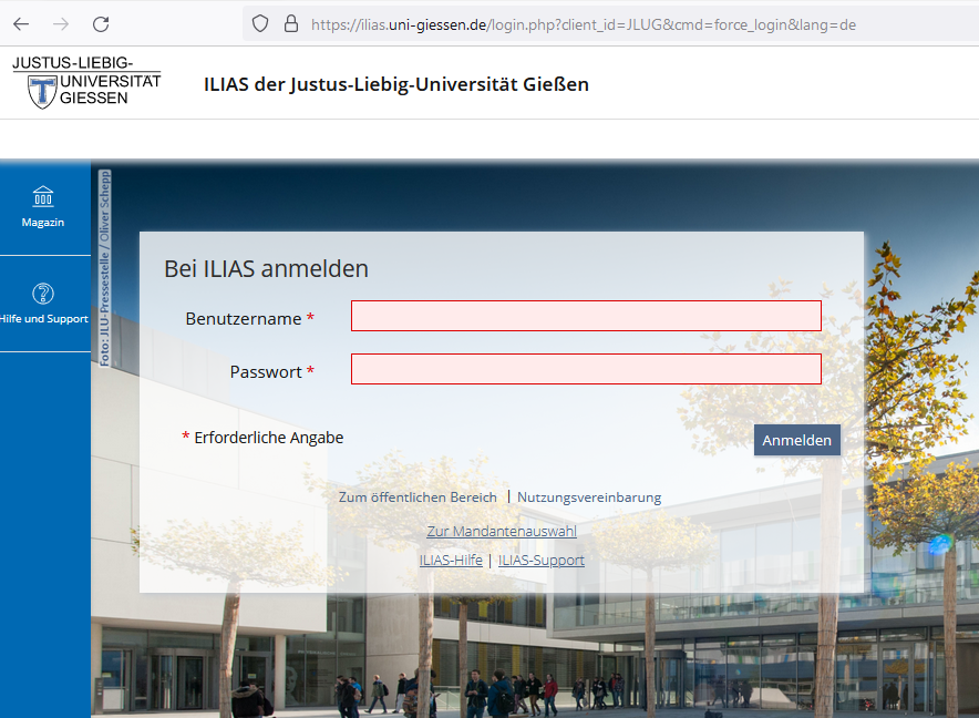 Login in ILIAS