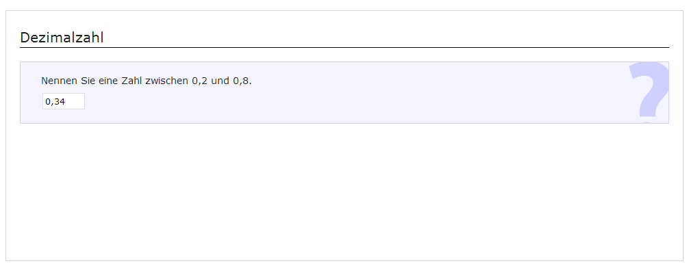 Numerische Frage mit dezimalen Schranken (Vorschau)