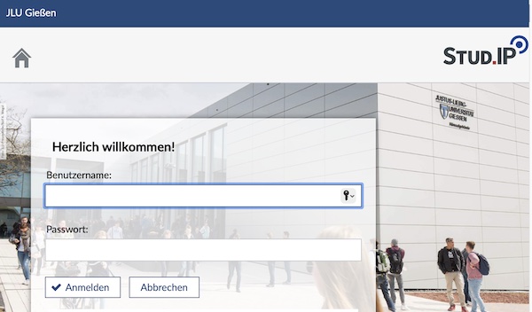 Stud.IP-Startseite der JLU