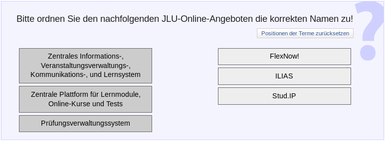 ILIAS Der JLU Gießen - ILIAS Test-Fragetypen